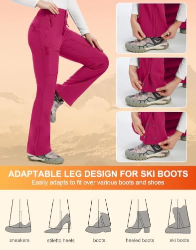 Women's Snow Ski Pants Fleece Lined Water Resistant Warm Flare Fit