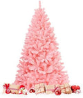 HAPPYGRILL 6FT Artificial Pink Christmas Tree with Stand New PVC Material Rich Thicken Tips Christmas Festival Decoration