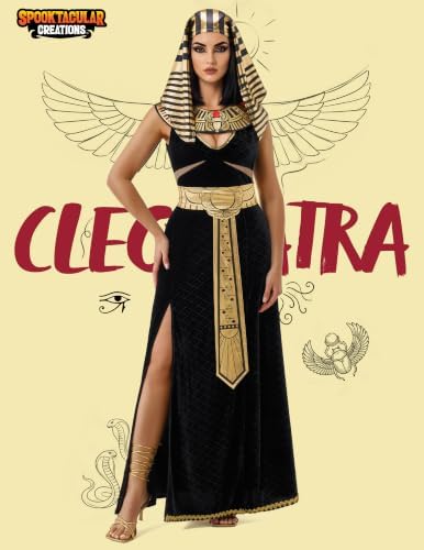 Spooktacular Creations Women Black Cleopatra Dress Costume Set with Cleopatra Accessories for Halloween Costume