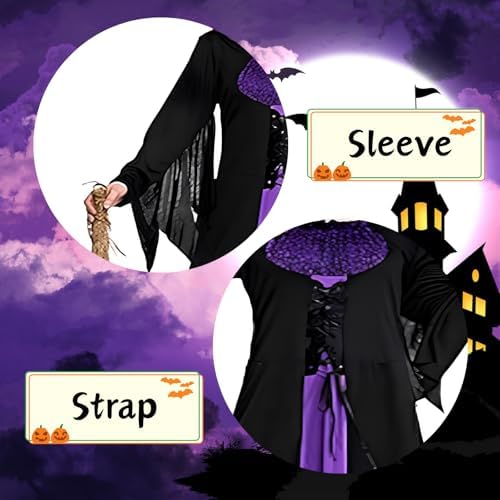 Colorful House Women Wicked Witch Costume Dress with Hat for Halloween