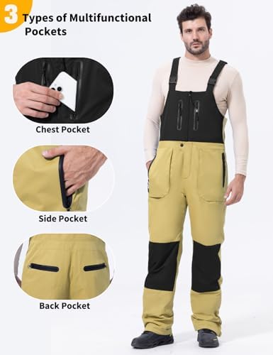 GEMYSE Men's Insulated Ski Bib Overalls Waterproof Snow Pants