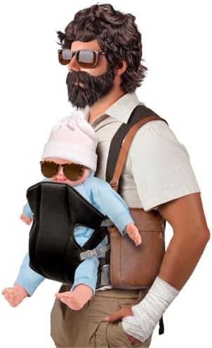 MOVINPE Hangover Costume Halloween Accessories Set, Doll Baby Carrier Brown Wig Fake Beard Moustache Crossbody Bag Sunglasses Bandage Film Character Role-Playing Cosplay Costume