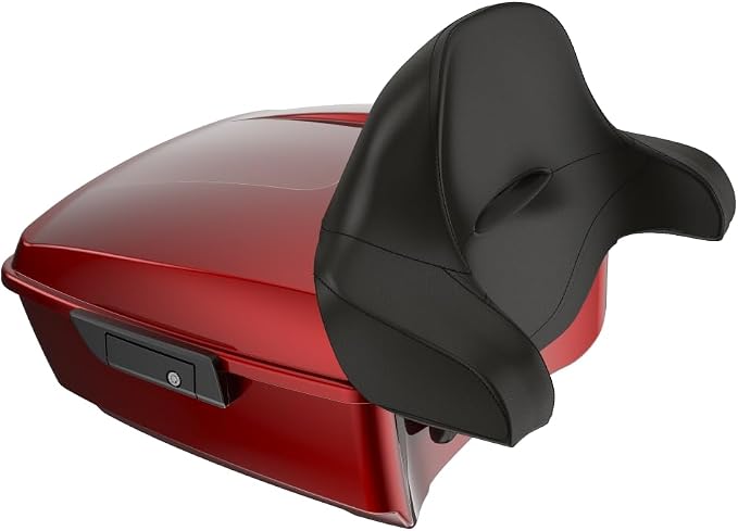 Advanblack Road Glide Tour Trunk Pack Heirloom Red Fade King Tour Trunk Pack Luggage +Wrap-Around Backrest Pad for '97-'25 Harley Touring Road King Street Glide Electra Glide CVO Models