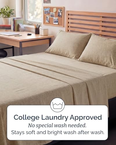 Full XL Sheets - 4 Piece Full XL Sheet Set - Soft & Cooling - Heathered Tan