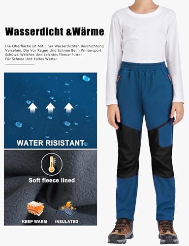 Kids Winter Pants Boys Snow Trousers Waterproof Fleece Lined