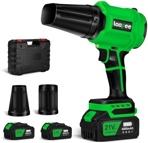 Leaf Blower Cordless Handheld Blower 2x4.0Ah Batteries & Charger,Dark Green