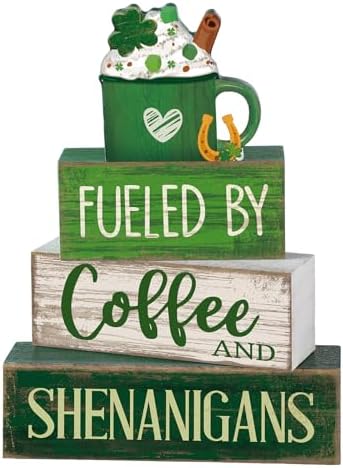 Moucuny 4 Pcs Wooden Tiered Tray Decor Irish Farmhouse Table Sign Coffee