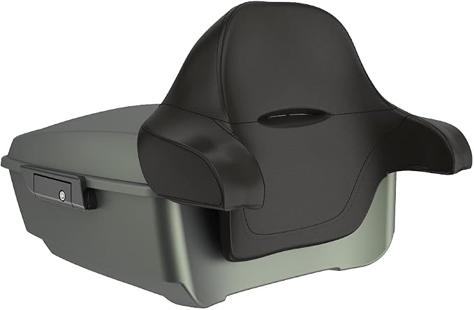 Advanblack Road Glide Tour Trunk Pack Deadwood Green Denim King Tour Trunk Pack Luggage +Wrap-Around Backrest Pad for '97-'25 Harley Touring Road King Street Glide Electra Glide CVO Models