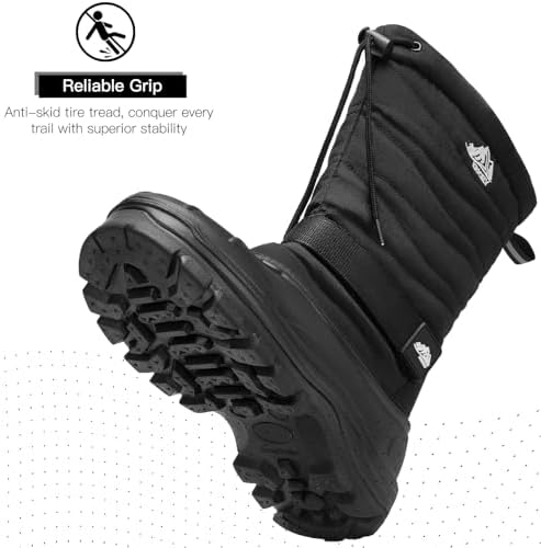 Kricely Men's Snow Boots Waterproof Non-Slip Outdoor Hiking Athletic Warm Fur Boot Comfortable Causual Cold-Weather Boots