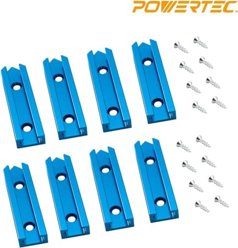 POWERTEC 72080 3" T-Track Intersection Kit 2 Sets with Wood Screws, and 16pc T Track Knob Kit Including Threaded Knobs & 5/16"-18 T-Bolts for Woodworking Jigs and Fixtures