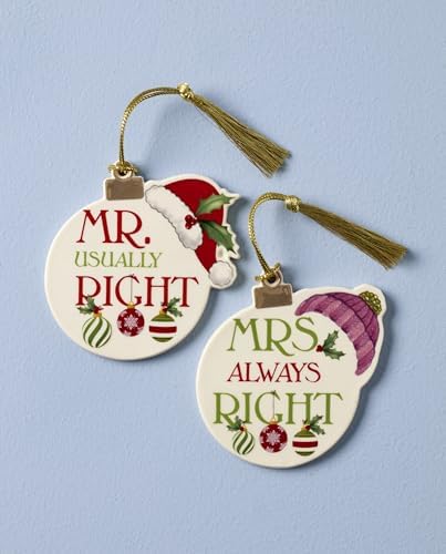 Lenox 898308 Mr. & Mrs. 2-Piece Ornament Set, Christmas, Holiday Decorations
