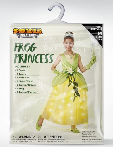 Spooktacular Creations Halloween Girls Frog Princess Dress, Green Fairy Costume for Kids, Fancy Dress for Birthday, Cosplay