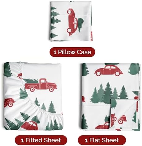 Christmas Sheet Set, Christmas Tree 1, Holiday Xmas Bedding Set - Twin XL