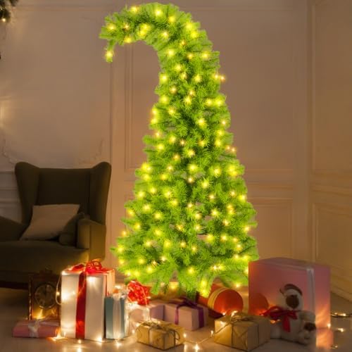 6ft Whimsical Christmas Tree with LED Lights, Artificial Tree with Timer