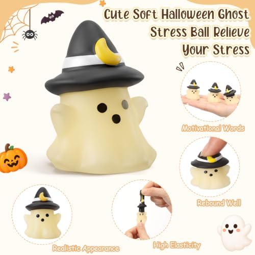 Thenshop 20 Pcs Halloween Mini Ghost with Hat Ball Halloween Party Favors