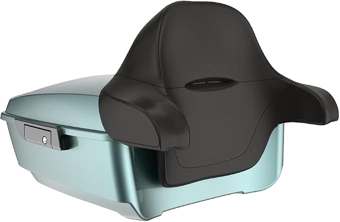Advanblack Road Glide Tour Trunk Pack Silver Pine King Tour Trunk Pack Luggage +Wrap-Around Backrest Pad for '97-'25 Harley Touring Road King Street Glide Electra Glide CVO Models