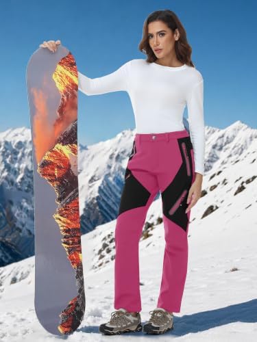 YSENTO Women's Hiking Pants Fleece Lined Winter Waterproof Insulated Snow Ski Work