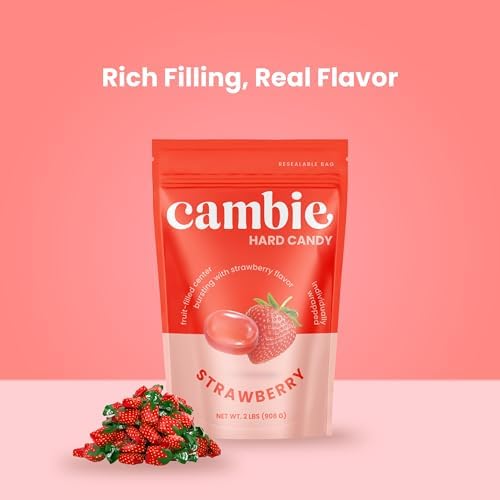 Strawberry Hard Candy Individually Wrapped by Cambie - 2 lbs of Hard Candy