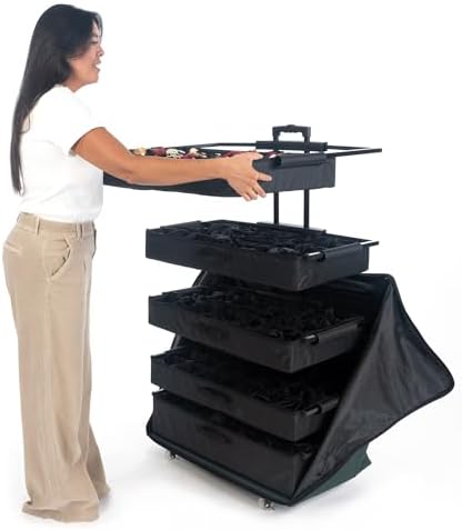 Telescoping Christmas Ornament Storage Box, Adjustable Dividers, 140 Slots