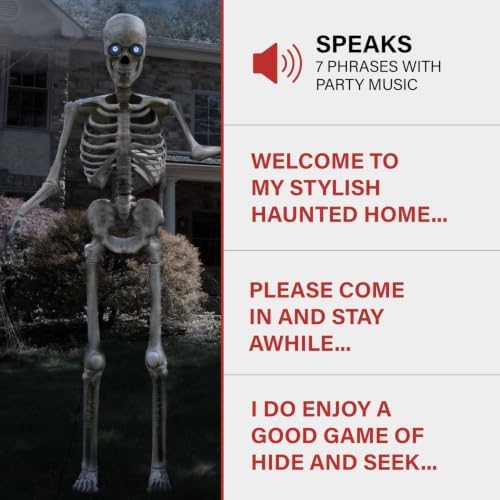 Haunted Hill Farm 8.0-Ft. Motion-Activated Towering Skeleton Animatronic
