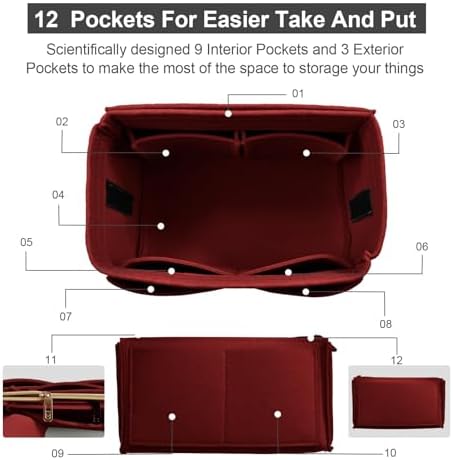 OMYSTYLE Purse Organizer Insert, Felt Tote Bag Organizer Insert with 5 Sizes, Handbag Dividers for Inside Purse, Compatible with Longchamp, Neverful, Speedy and More