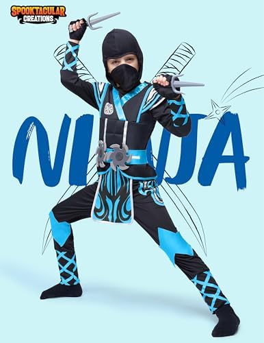 Spooktacular Creations Kids Ninja Costume, Child Boy Ninja Outfit Set, Halloween Costume for Toddler Themed Dress Up Party