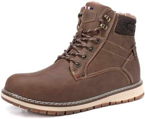 ANALEAF Mens Snow Boots Warm Winter Boots Non Slip Outdoor Fur Lined Shoes