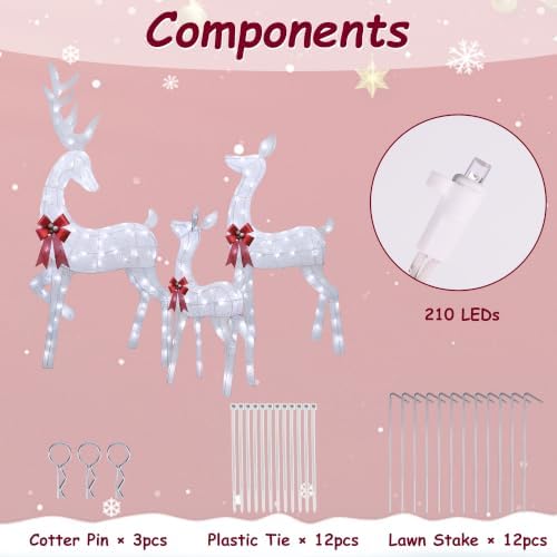 winemana Outdoor Reindeer Christmas Decorations Yard Lighted Deer Set of 3