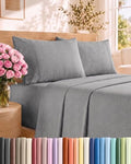 Full Size 4 Piece Sheet Set - Breathable & Cooling Sheets - Heathered Grey