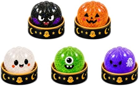 Halloween Squishies Set, Large Unique Halloween Dumpling Squeeze Toys, 5 Unique Low-Odor Designs for Party Favors, Gift Exchanges and Office Stress Relief (Classic Stlye)