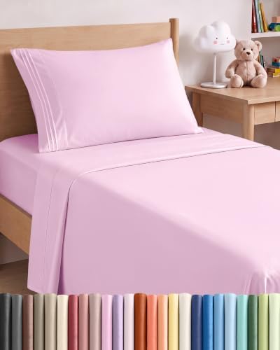Twin Size 3 Piece Sheet Set - Breathable & Cooling Sheets - Light Pink