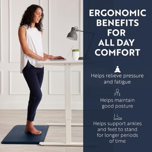 KANGAROO Anti Fatigue Mats for Kitchen Floor, 48x20, 3/4 Inch Thick Cushioned Ergonomic Mat, Reduce Foot Pressure, Waterproof Comfort Rug for Under Sinks, Office Standing Desk, Store Floors, Navy