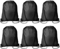 Kuhome 6Pcs Black Drawstring Backpacks Bulk String Bag Cinch Sack Pack Storage Knapsack Polyester Gift Bags Sports Drawstring Bags for Trip Party Gym Bags