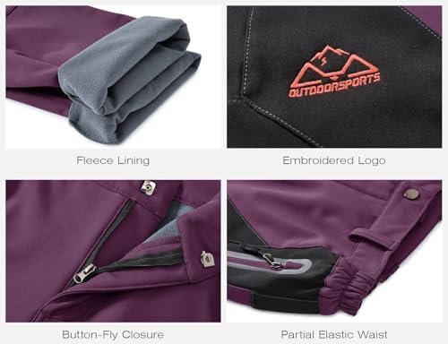 Rdruko Women's Snow Pants Waterproof Insulated Fleece Thermal Ski Hiking Snowboard Pants
