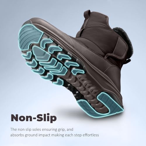 Coostar Mens Winter Snow Boots With Waterproof Adjustable Hook & Loop