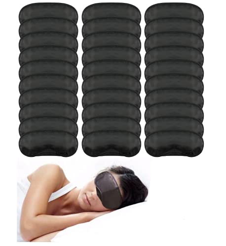 Eye Mask Sleep Masks Sleeping Mask Blindfold Eye Cover Team Building Games Party with Nose Pad and Adjustable Strap for Women Men Kids 4 Layers Black (30 Pack)