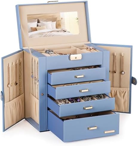 Homde Large Jewelry Box for Women: 5-Layer Organizer with Lock for Dresser