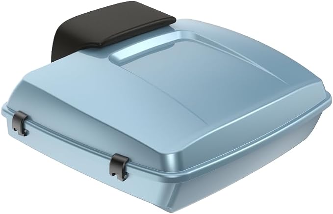 Advanblack 2024 Road Glide Razor Tour Trunk Pack Compatible with Road King FLHR Street Glide FLHX Road Electra Glide 2014-2025 Mounting Rack, Backrest & Stitching Liners (Sharkskin Blue)