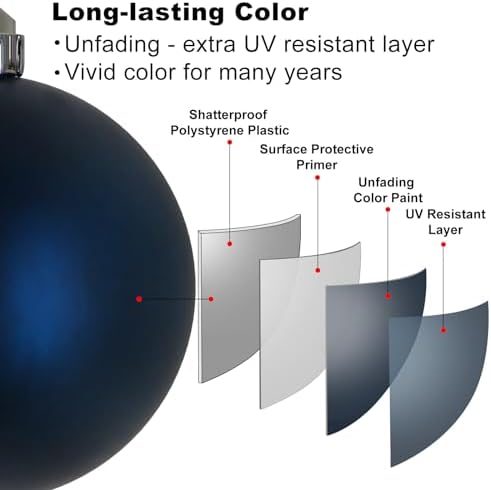 Navy Blue 4.0" Large Christmas Balls - Christmas Tree Decoration Ornaments Shatterproof Hanging Balls for Birthday Halloween Holiday Wedding Decorations Set of 4pcs