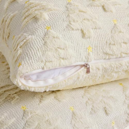 Softalker Christmas Pillow Covers 18x18 Set of 2, Beige Xmas Home Decor