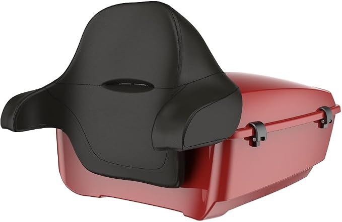 Advanblack Tour Trunk Pack Motorcycle King Tour Trunk Pack Luggage +Wrap-Around Backrest Pad for '97-'24 Harley Touring/Softail