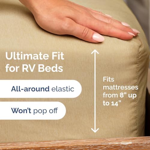 Short Queen Size 4 Piece Bed Sheet Set - RV Short Queen - Heathered Tan