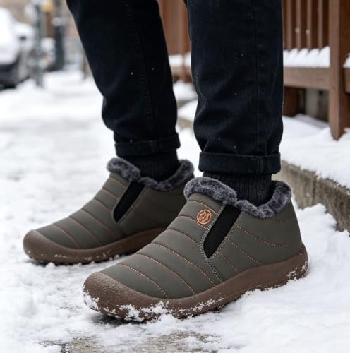 Eagsouni Womens Mens Snow Boots Winter Slip On Shoes