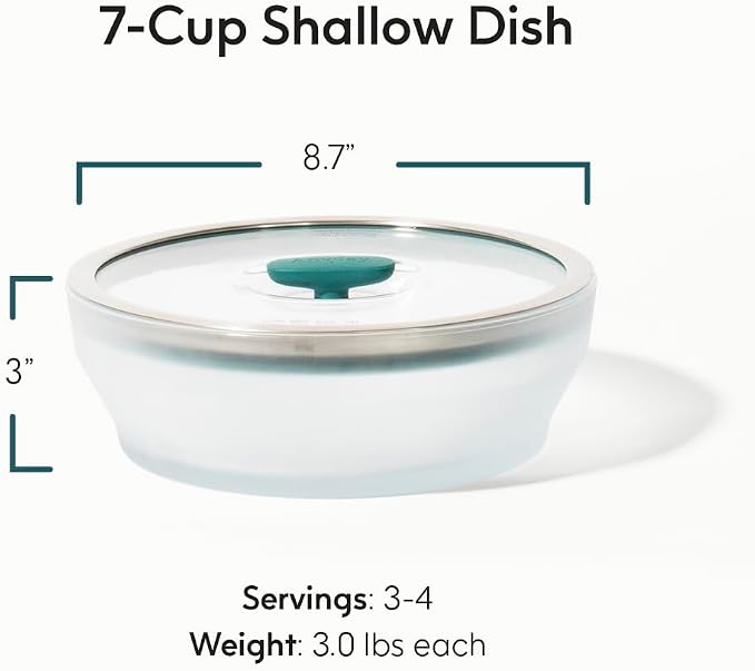 Anyday 7-Cup Glass Microwave Steamer (Kale) | Vegetable Steamer Bowl, BPA-Free, Vented Lid, Healthy Microwave Cooking Container, Broccoli, Veggies, Meal Prep