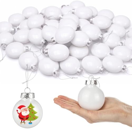 Zubebe 48 Pcs 2.4 Inch Blank White DIY Christmas Ball Ornaments for Craft