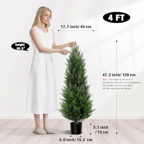 Vitalismo 4FT Artificial Cedar Trees Set of 2 for Outdoor Front Porch