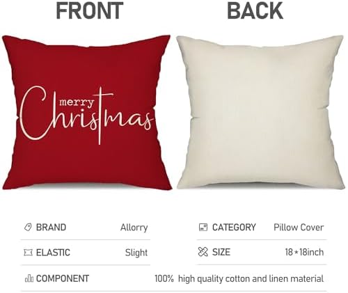 Allorry Christmas Pillow Covers Merry Christmas Throw Pillow Decorative Christmas Red Cotton Cloth Linen Cloth Pillow Cover Sofa Cover Decorative Rectangle Length 16X16 inches
