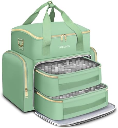 YOREPEK XL Nail Polish Organizer Bag Holds 96 to 100+ Bottles, Sage Breeze