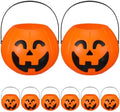 Beeveer 8 Pcs Plastic Pumpkin Buckets, Halloween Candy Baskets, Smile