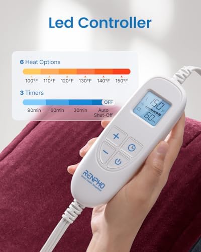 RENPHO Electric Heating Pad for Back, Neck & Shoulders, Christmas Gift